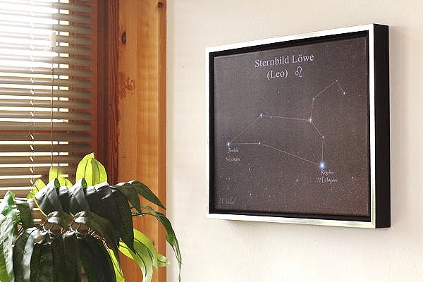 Sternbild Löwe, Sternbild Löwe - Leinwandbild mit Schattenfugenrahmen