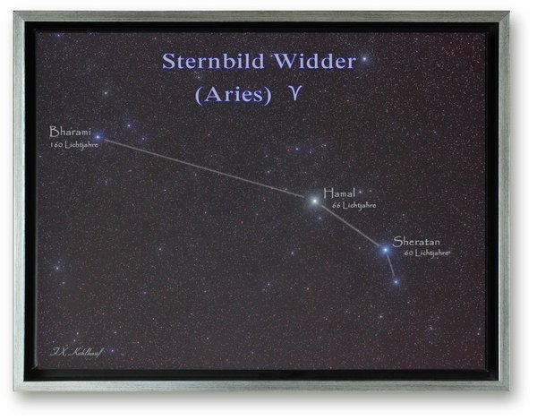 Sternbild Widder - Leinwandbild mit Rahmen, 33x43 cm