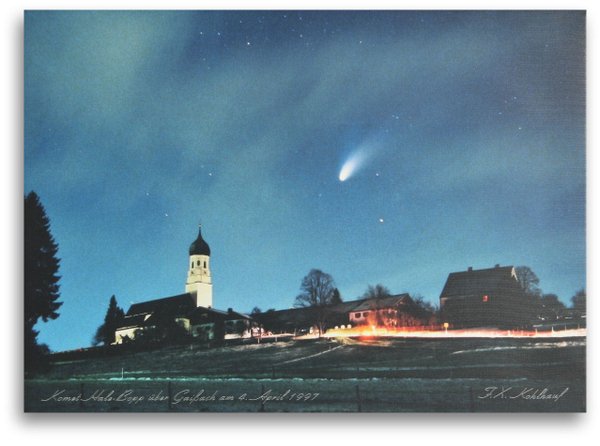 Komet Hale-Bopp über Gaißach am 4.April 1997 - Leinwandbild, 50x70 cm