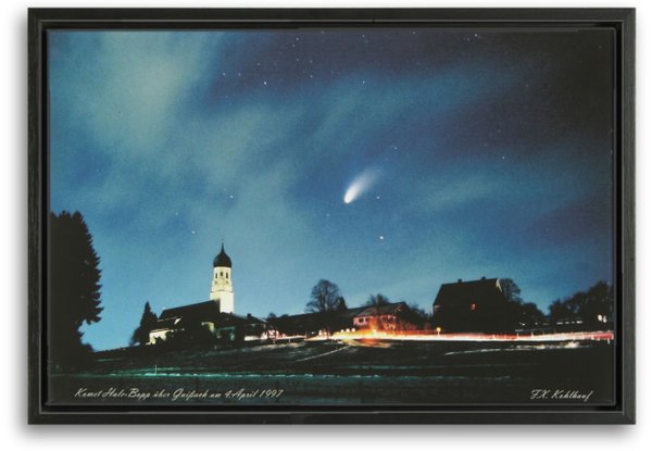 Komet Hale-Bopp über Gaißach am 4.April 1997 - Leinwandbild gerahmt, 33x48 cm