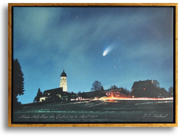 Komet Hale-Bopp über Gaißach am 4.April 1997 - Leinwandbild gerahmt, 53x73 cm